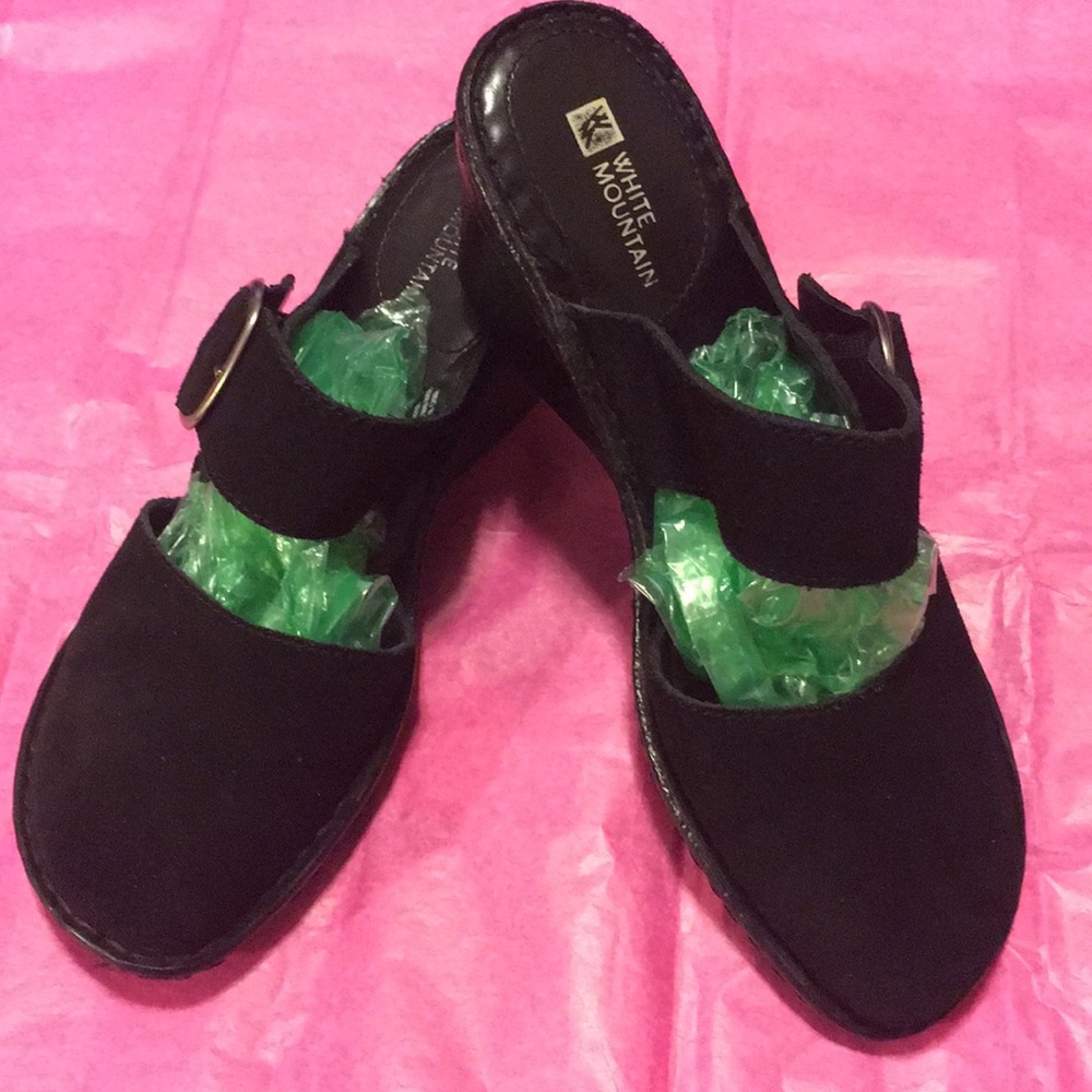 Black suede wedges